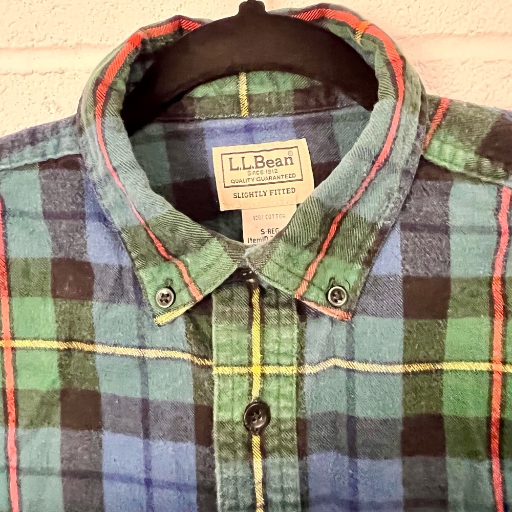 L.L. Bean Women’s Plaid Flannel Shirt - Blue, Green, and Black Size S - Picture 3 of 7